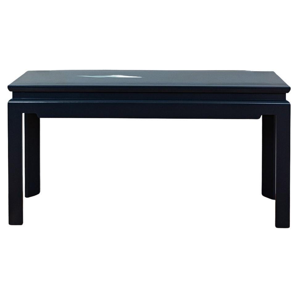Bespoke Modern Ming Console Table Custom Built and Lacquered Hale Navy Gloss For Sale