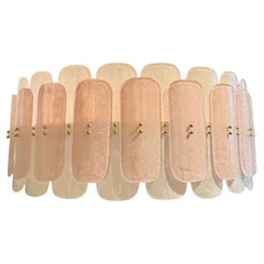 Bespoke Modern Murano Glass Drum Chandelier in Pink and White