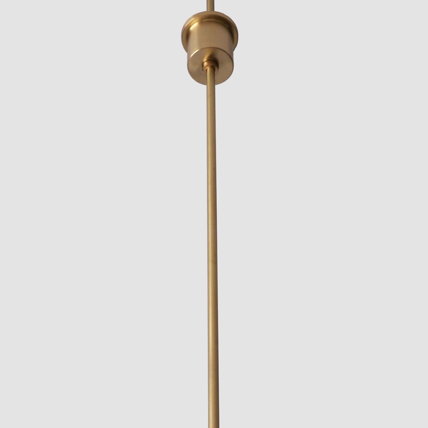 Bespoke Modernist Circular Pendant Light in Brushed Brass and Opal Glass, 2018 For Sale 2
