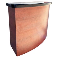 Bespoke Modernist Curved Walnut Dry Bar w/ Black Lacquer Top
