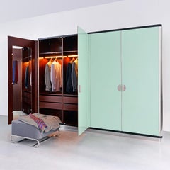 Bespoke Modernist Four-Door Wardrobe, Chrome-Plated Metal, High-Gloss Lacquer