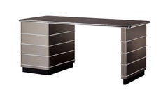 Bespoke Modernist Metal Desk, Glossy Lacquer, Aluminium, Black Covered Desktop