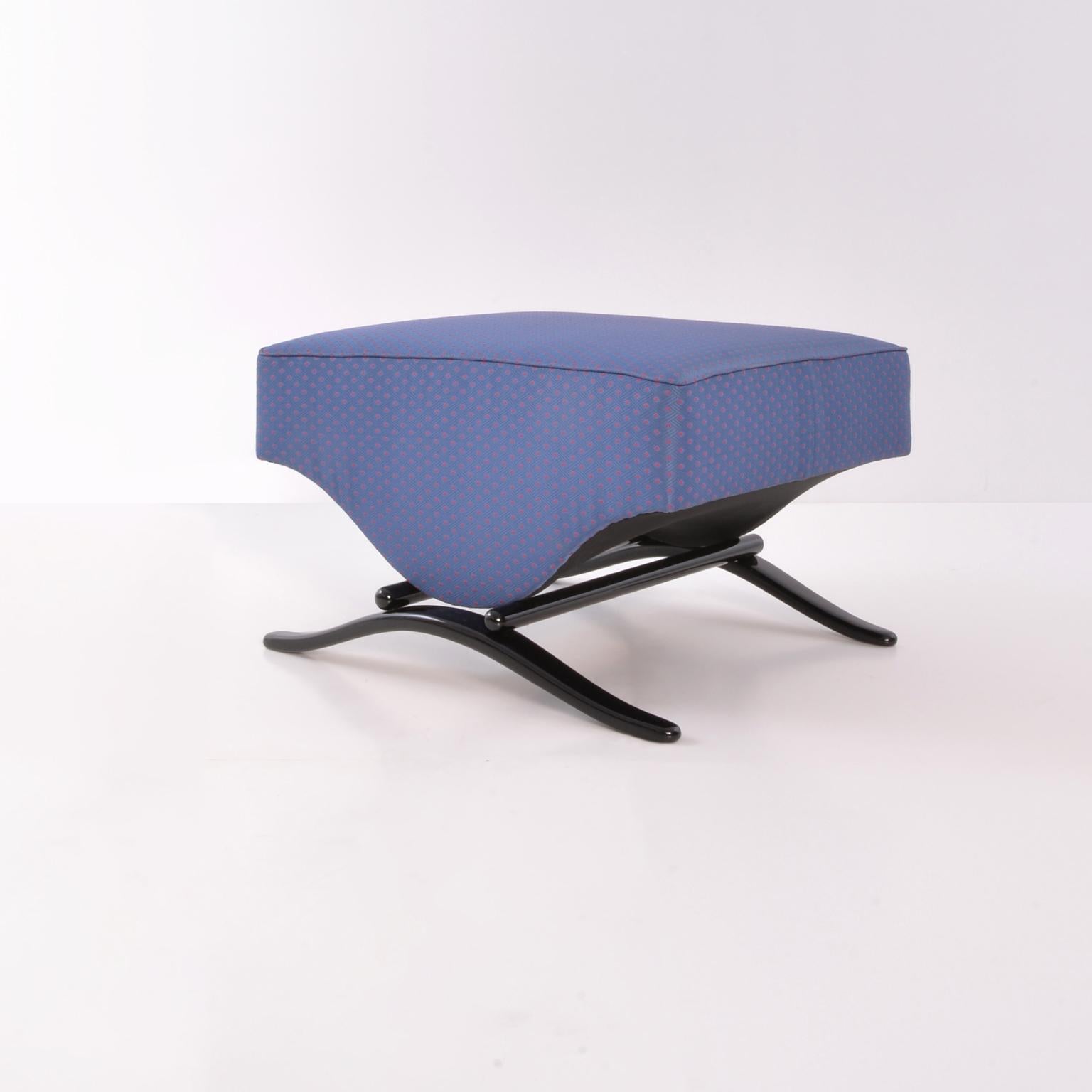 Bespoke modernist stool designed and manufactured by GMD Berlin - Studio.

Individual selection of leather and fabric covers, wood lacquering in various colors and finish. Available on request in different amounts, delivery time: 6-8 weeks.