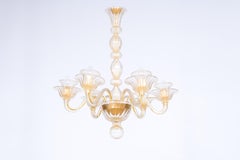 Bespoke Murano Glass Chandelier Gold Gilded Accents & round Bell Shaped Shades
