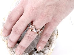 Anello italiano con diamante naturale su misura - Talismano vibrazionale in oro bianco rosa 18 carati