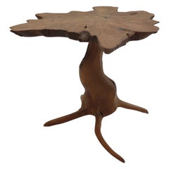 Bespoke Naturalistic Root Wood Teak Side Table, 20th Century, Organic,