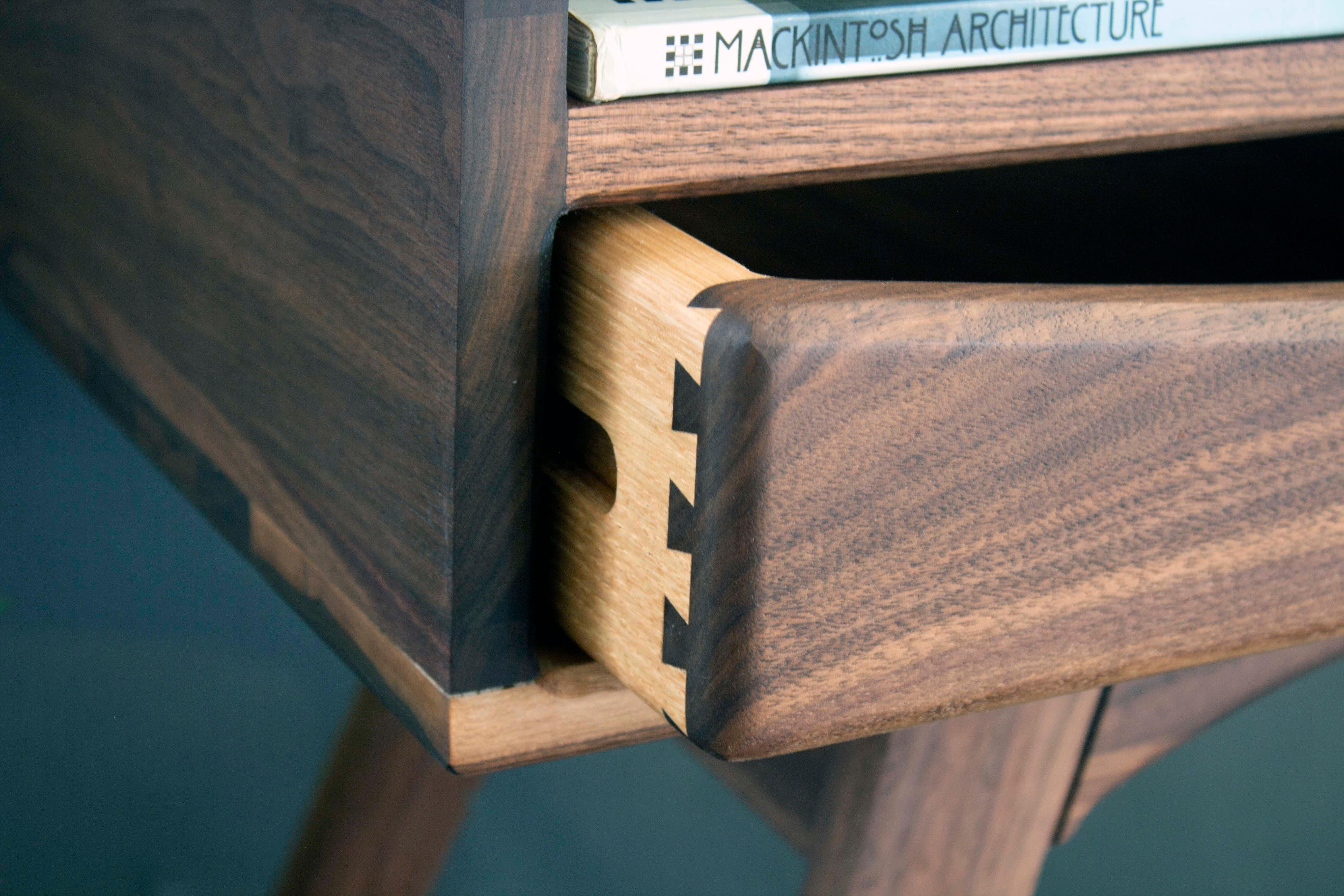 Bespoke Nightstand in Walnut & White Porcelain – Mid-Century Inspired, Timeless For Sale 4