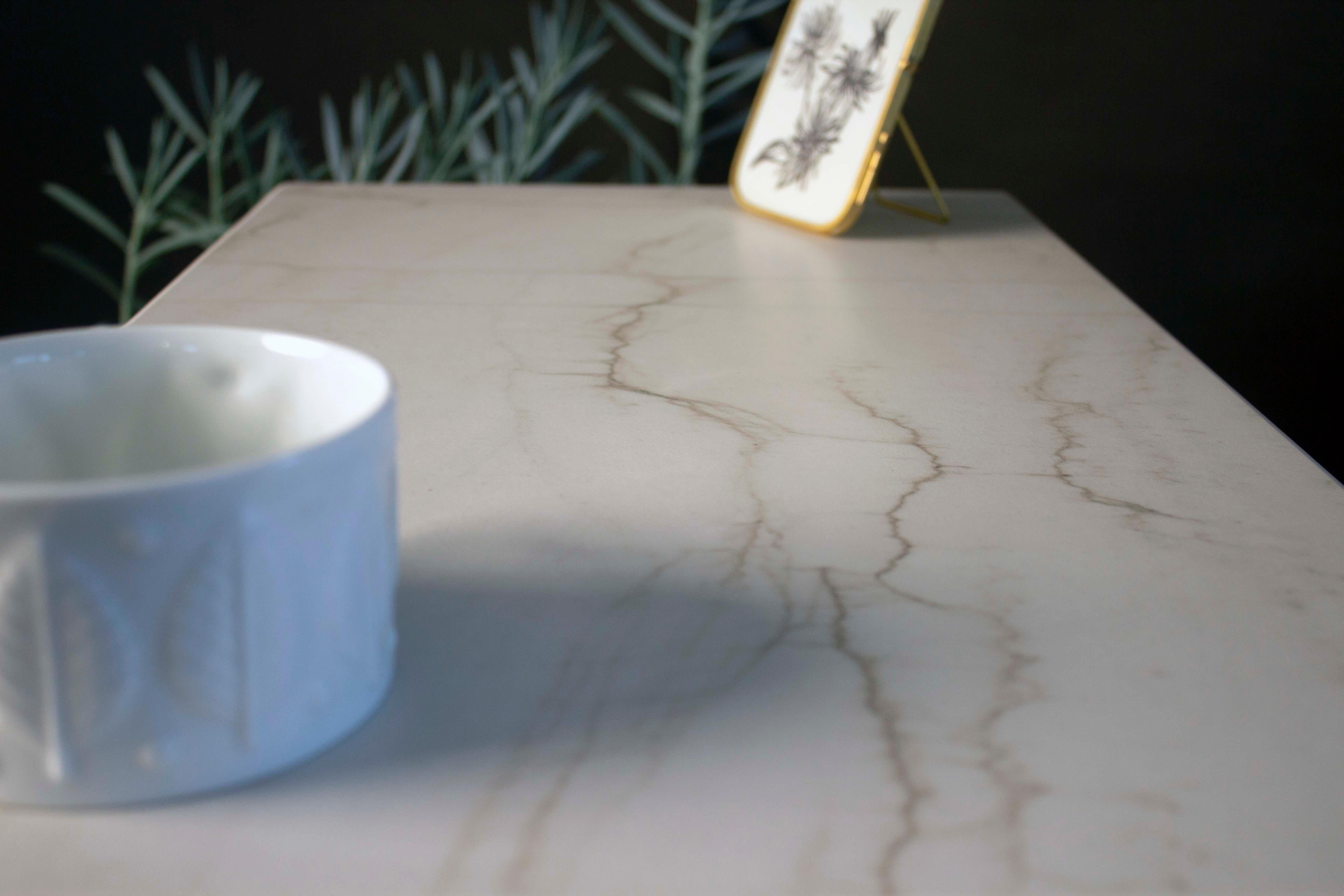 Bespoke Nightstand in Walnut & White Porcelain – Mid-Century Inspired, Timeless For Sale 1