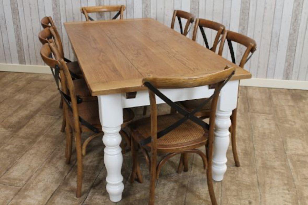 European Bespoke Oak Top Extending Farmhouse Table, 20th Century For Sale