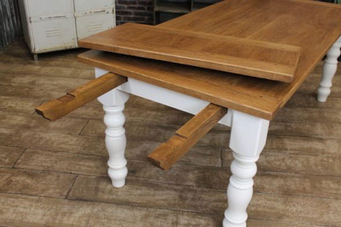 Bespoke Oak Top Extending Farmhouse Table, 20th Century For Sale 1