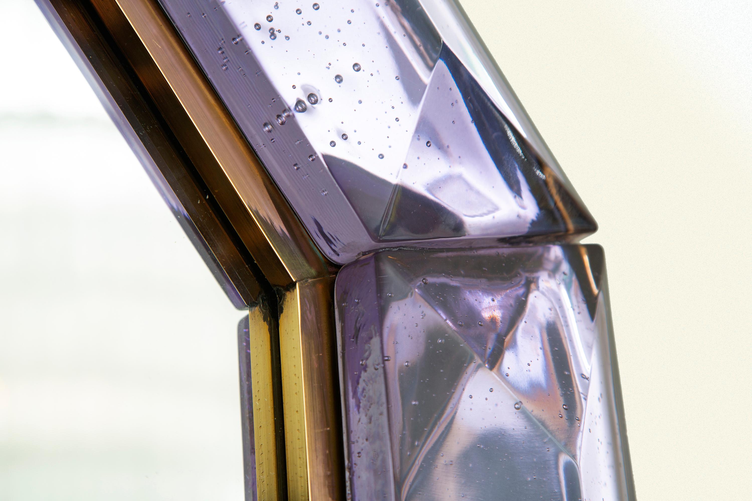 Bespoke Octagon Lavender Amethyst Murano Glass Mirror, in Stock In New Condition In Miami, FL