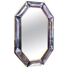 Bespoke Octagon Lavender Amethyst Murano Glass Mirror, in Stock