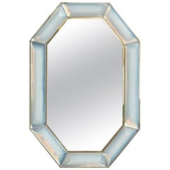 Vintage Bespoke Octagonal Iridescent Opaline Murano Glass Mirror, in Stock