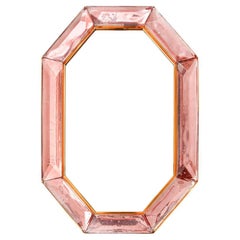 Bespoke Octagon Pink Murano Glass Mirror, in Stock