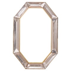 Antique Bespoke Octagonal Pink Murano Glass and Brass Mirror, in Stock
