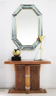 Octagon Sea Green Murano Glass Mirror, in Stock