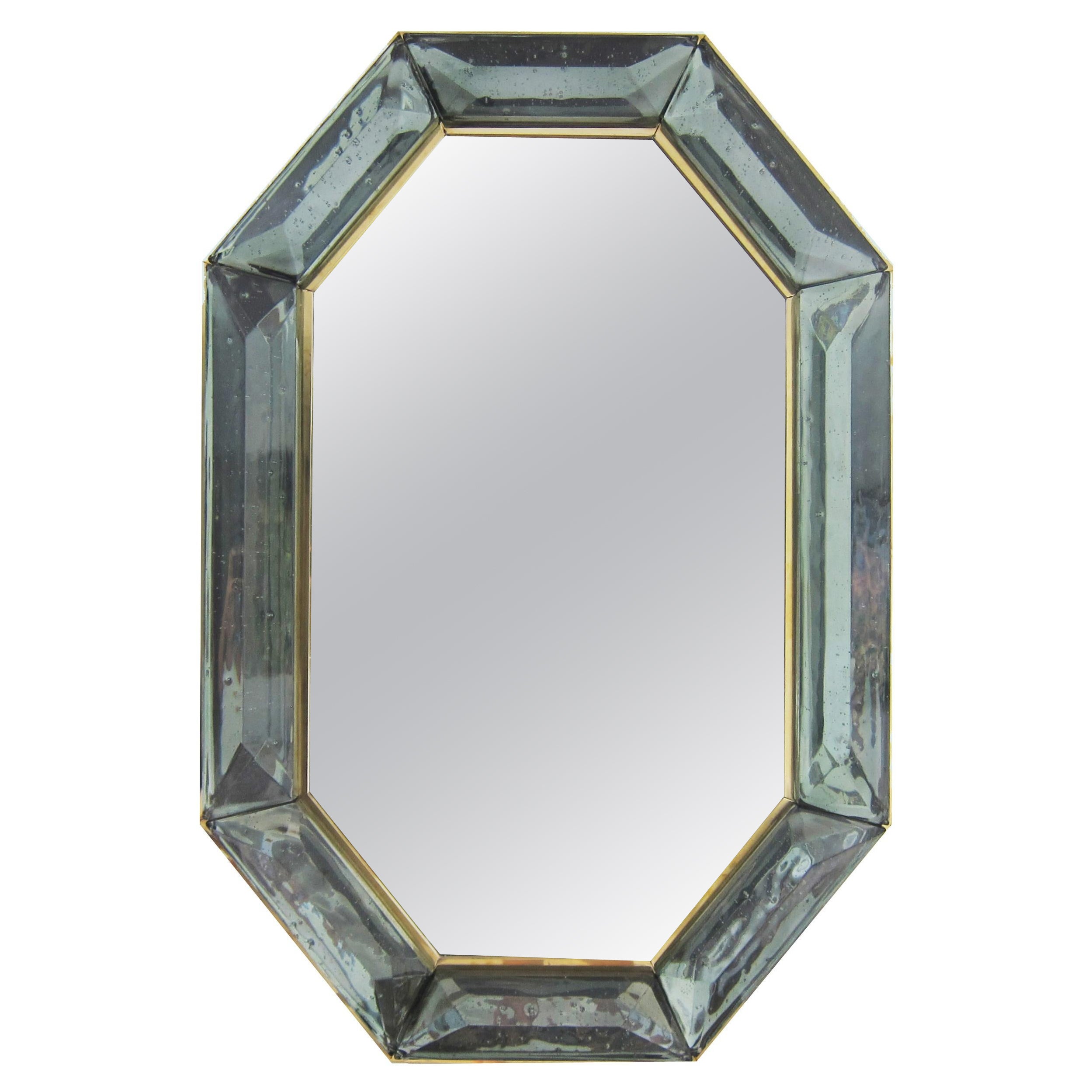 Espejo de cristal de Murano verde mar a medida, en stock
