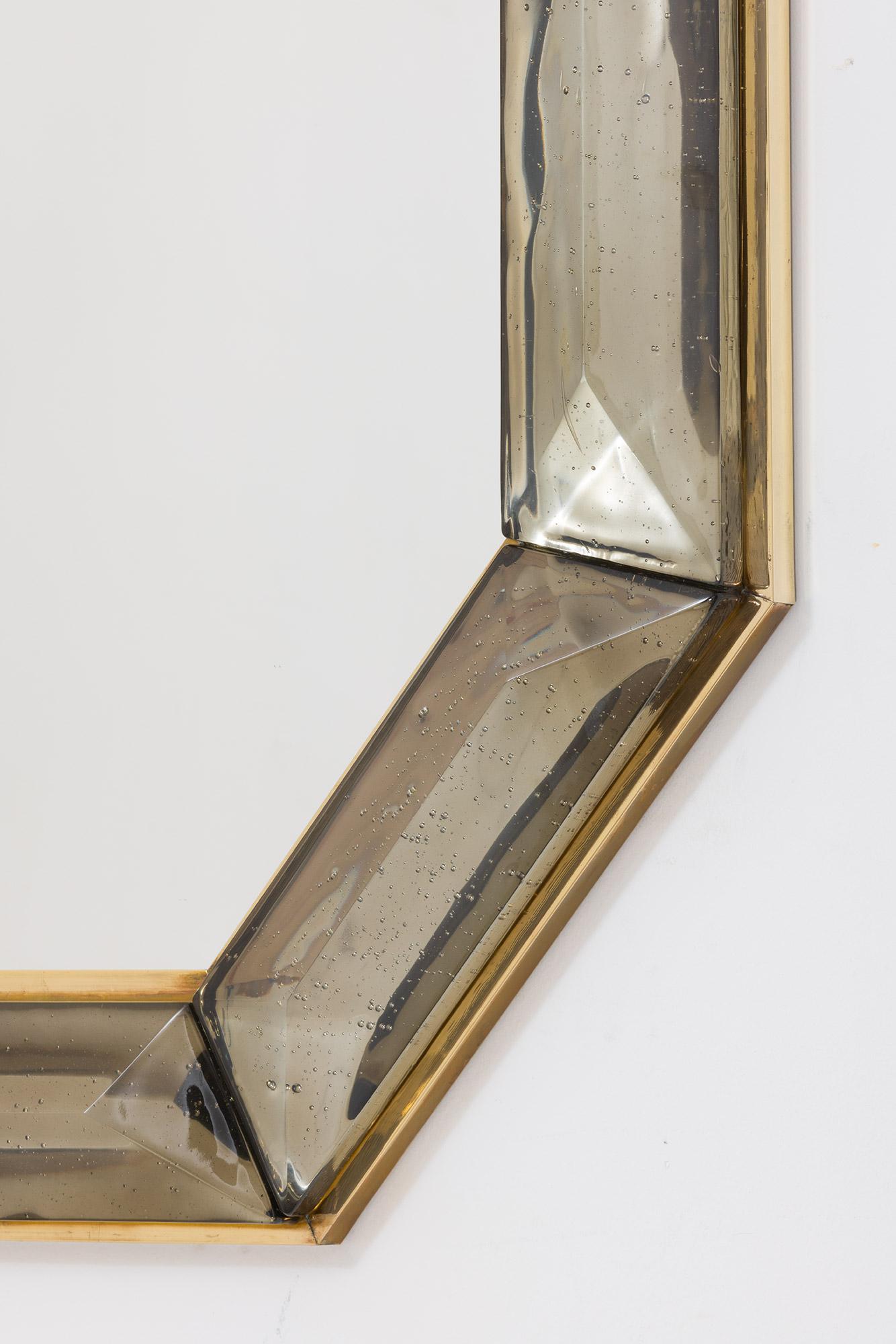 XXIe siècle et contemporain Miroir octogonal en verre de Murano fumé sur mesure, en stock en vente