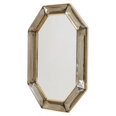 Bespoke Octagon Smoked Murano Glass Mirror, in Stock
