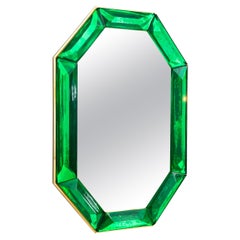Bespoke Octagonal Emerald Green Murano Glass Mirror, in Stock
