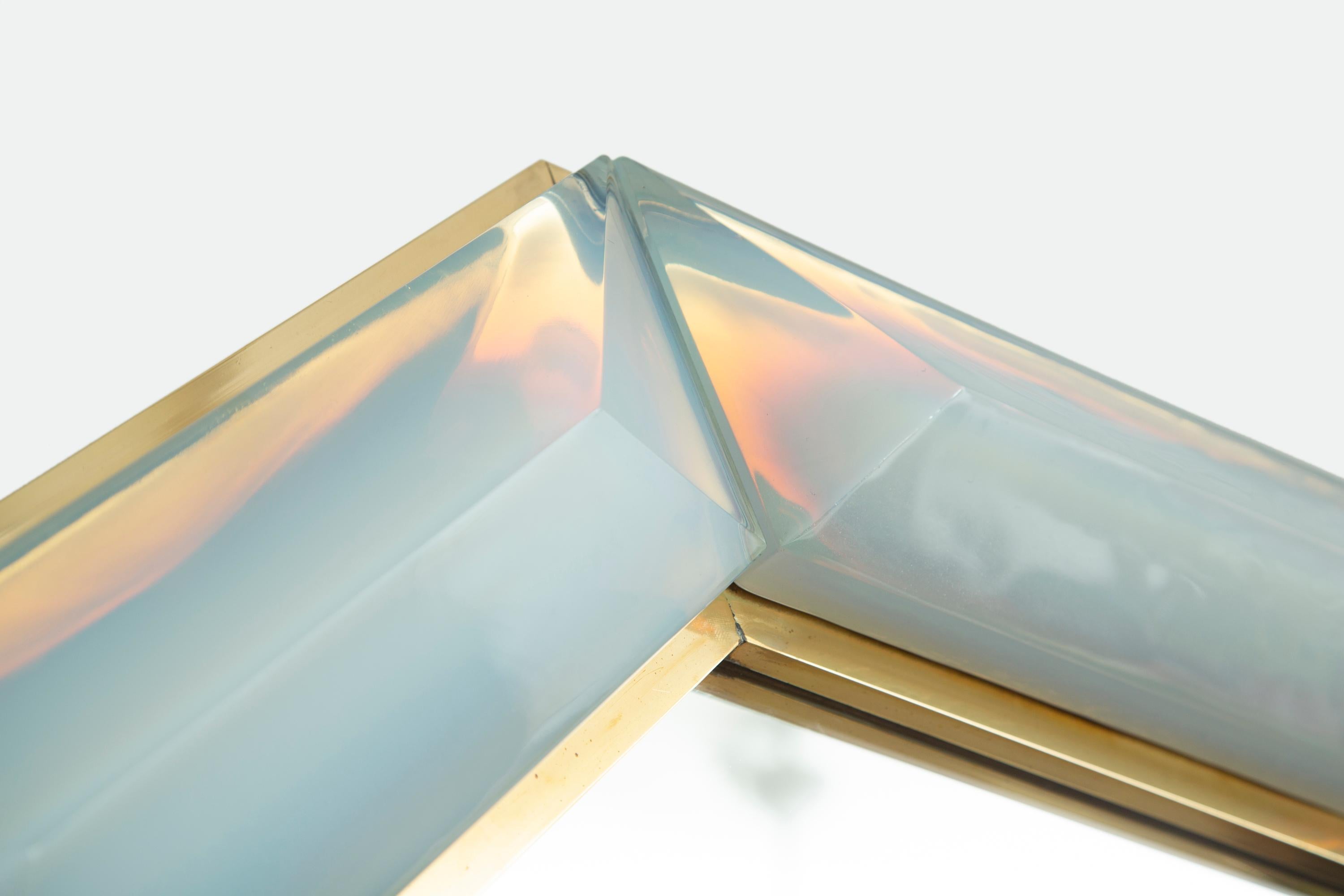 Bespoke Octagonal Iridescent Opaline Murano Glass Mirror, in Stock For Sale 3