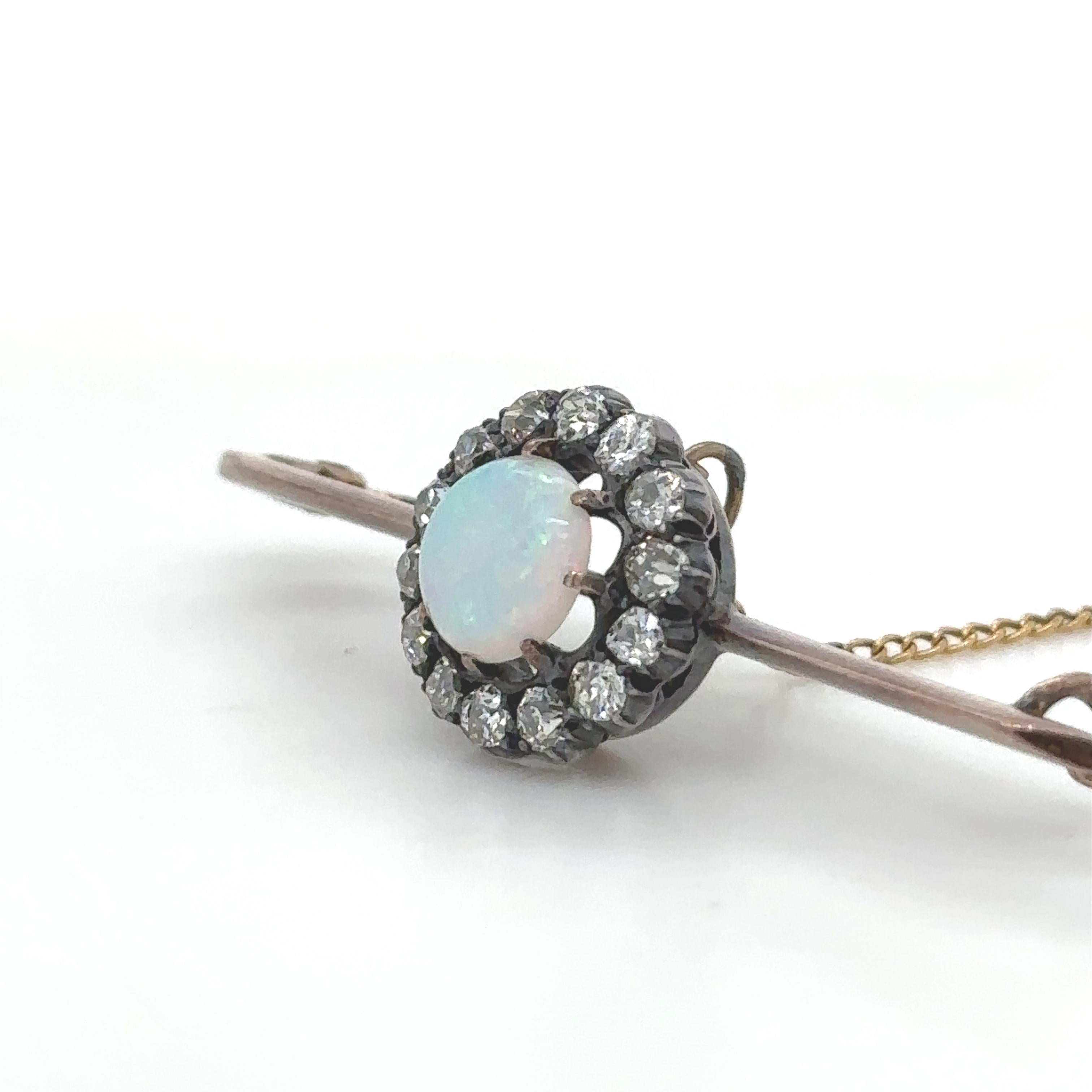 Broche a medida de Opalo y Diamante Redondo 1.84ct Corte redondo en venta