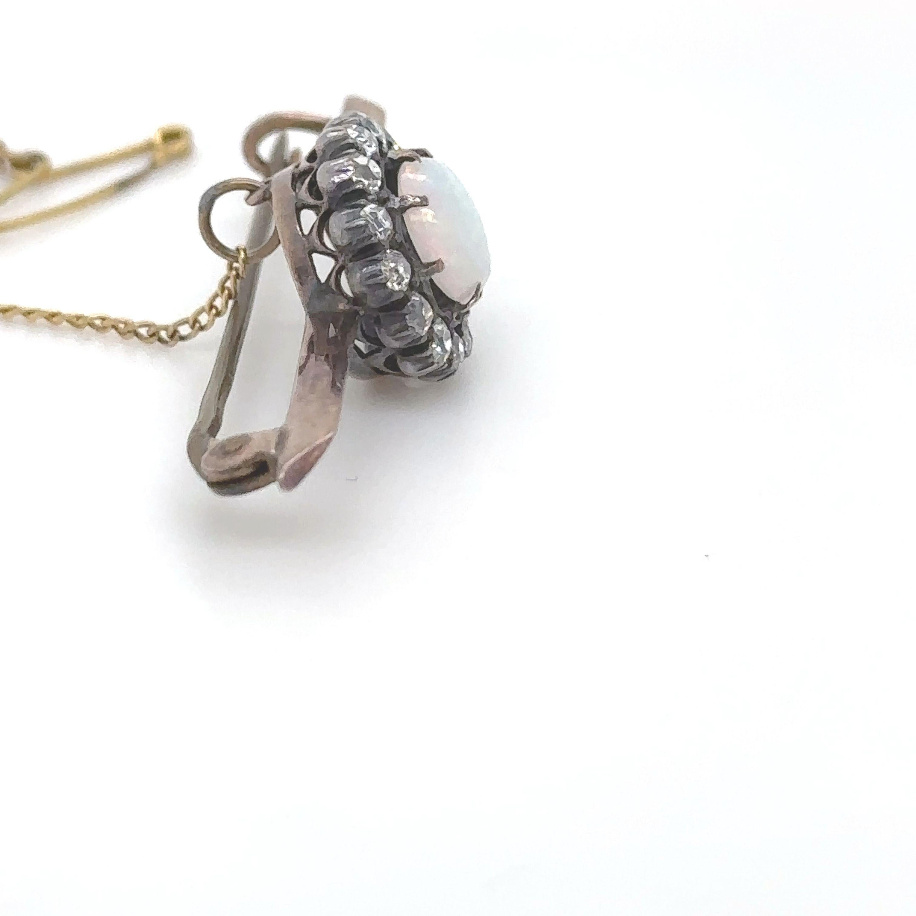 Broche a medida de Opalo y Diamante Redondo 1.84ct en venta 2