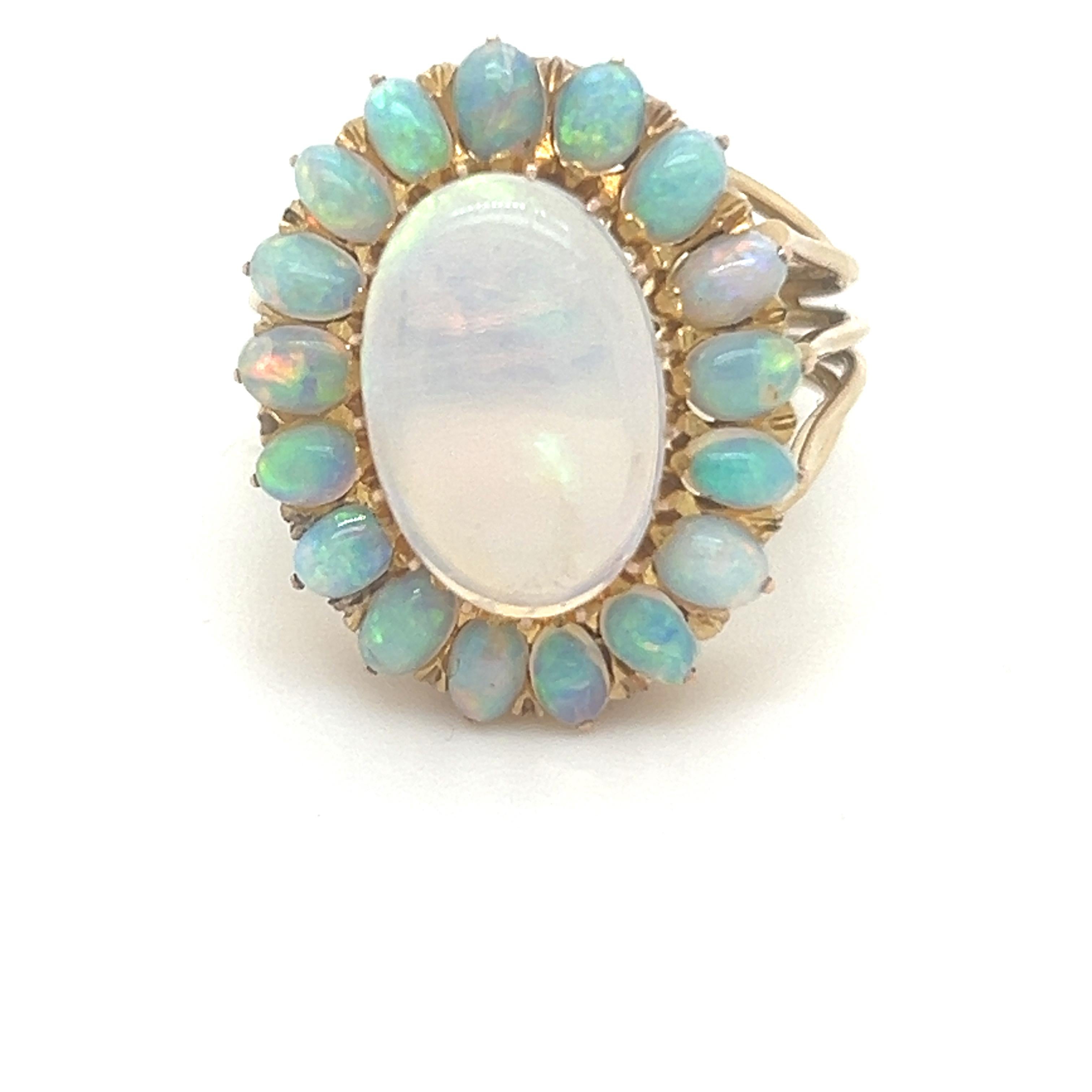 Oval Cut Bespoke Opal Cluster Ring 2.00ct For Sale