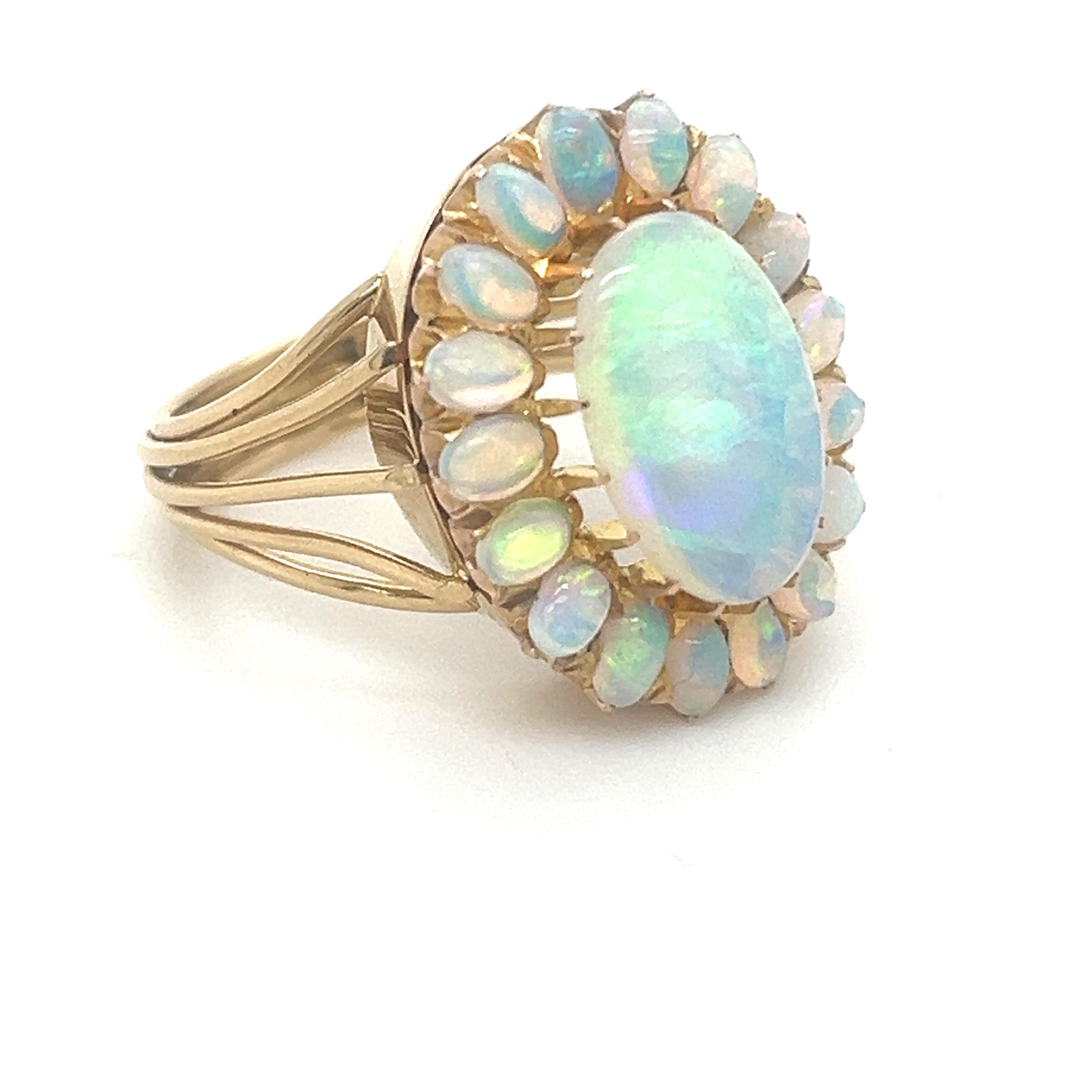 Bespoke Opal Cluster Ring 2.00ct In Excellent Condition For Sale In SYDNEY, NSW