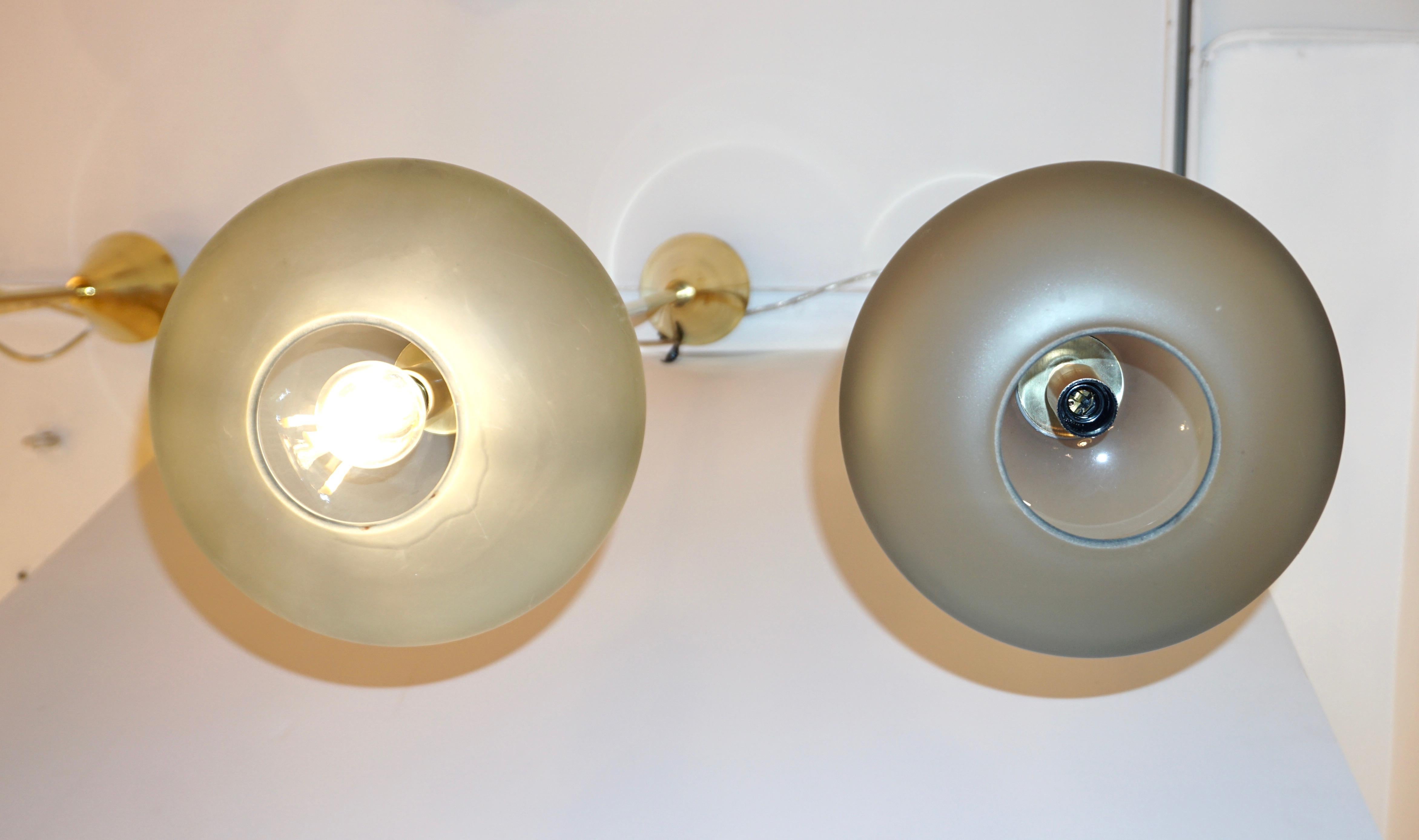 Bespoke Organic Amethyst Gray Green Murano Glass Brass Pendant Light 5