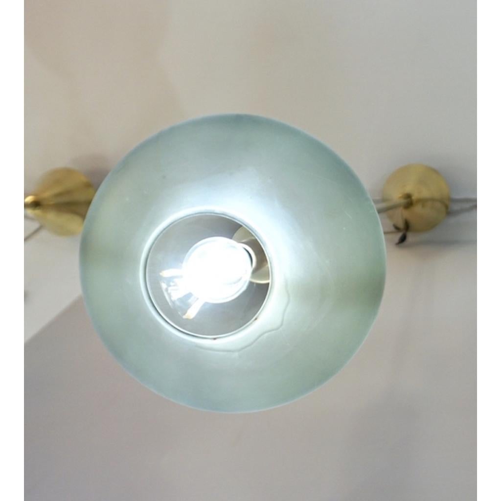 Bespoke Organic Amethyst Gray Green Murano Glass Brass Pendant Light In Excellent Condition In New York, NY