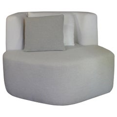 Bespoke Organic Sofa in White and Beige Wool by Eric Gizard in stock
