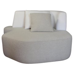 Sofa in White and Cream Wool Handmade in France Customizable