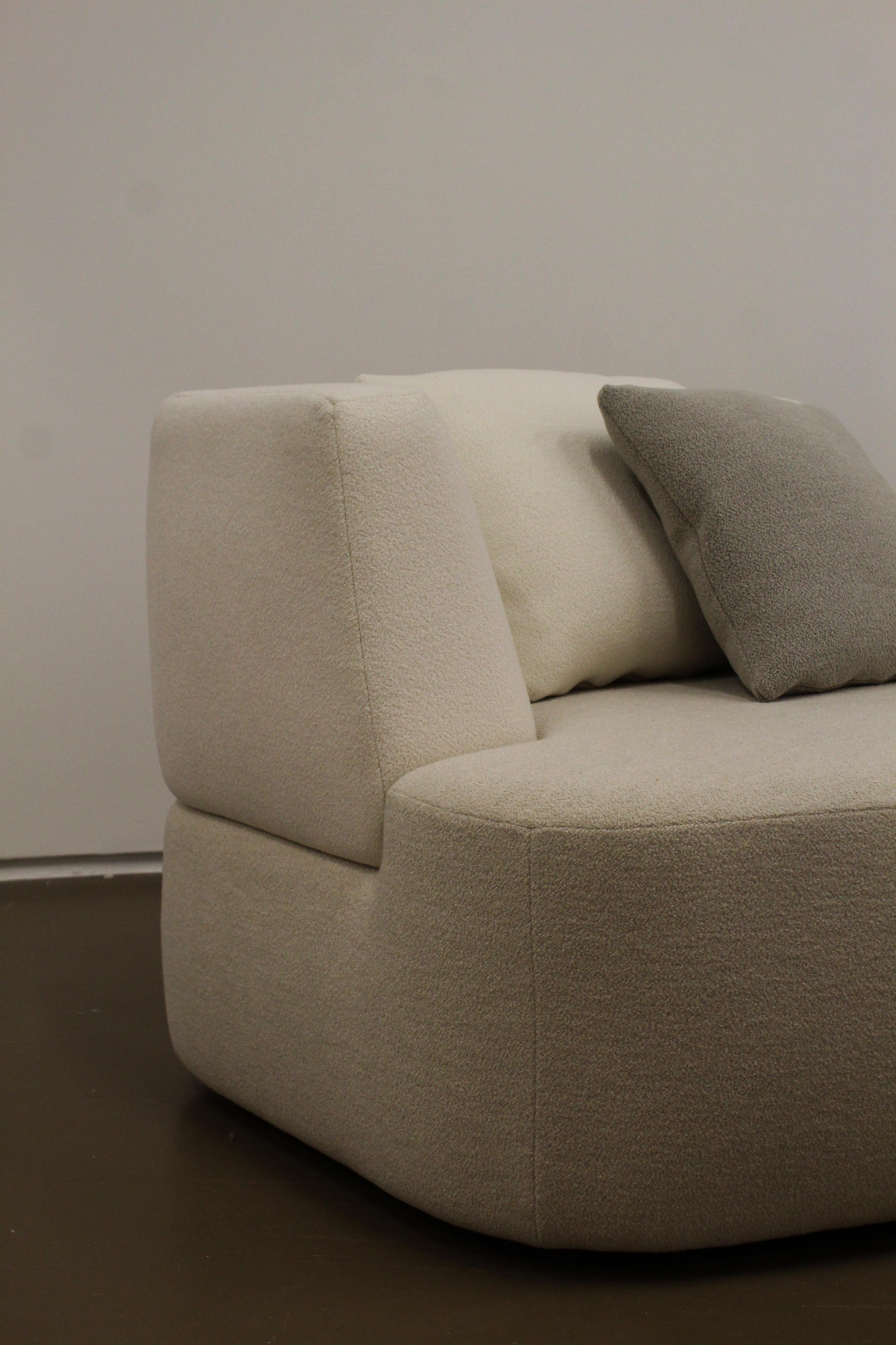 Contemporary Handmad Organic Sofa in White Cream Wool 2 Modules by Eric Gizard in stock