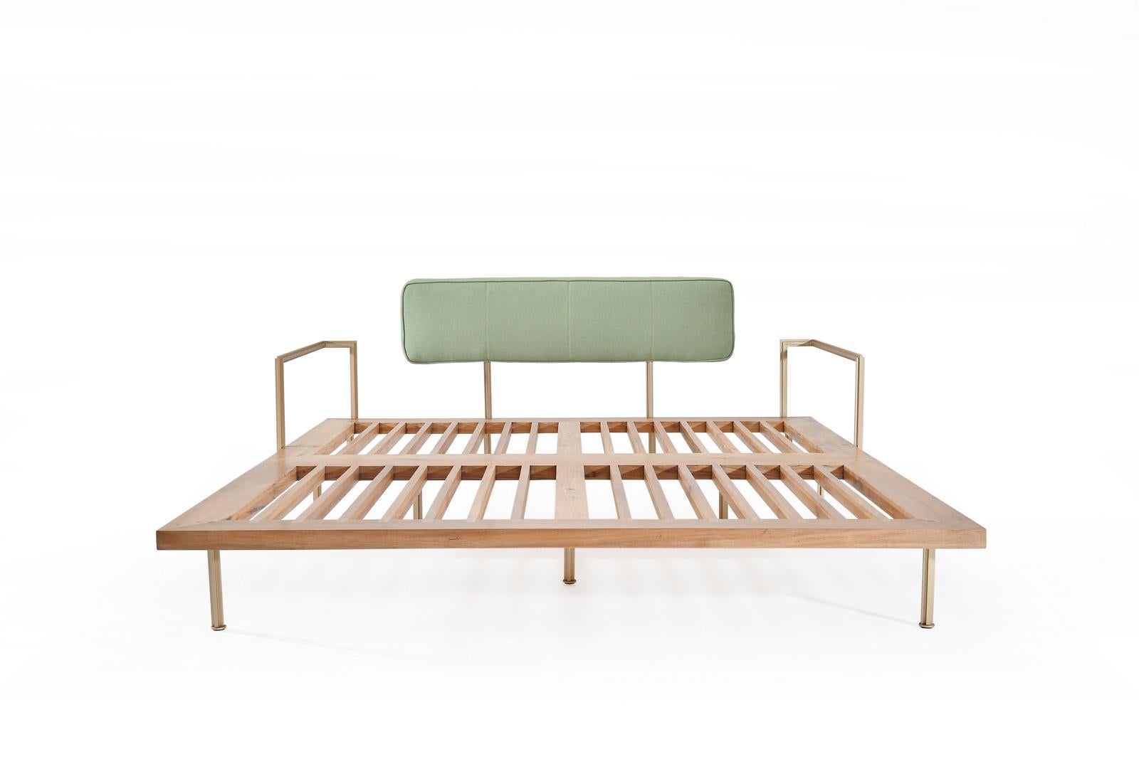Bespoke Outdoor Lounge Bed in Brass & Bleached Hardwood Frame, by P. Tendercool For Sale 2