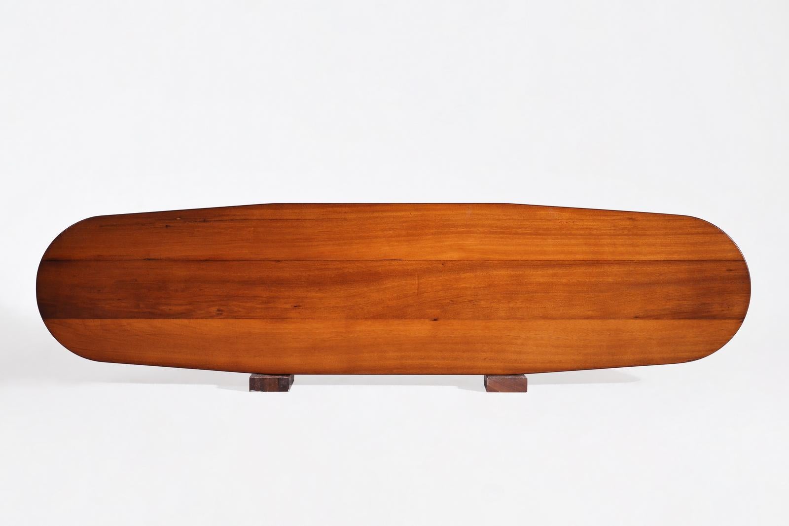 Bespoke Oval Console Reclaimed Hardwood with Aluminum Base, by P. Tendercool For Sale 5