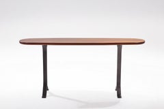 Bespoke Oval Console Reclaimed Hardwood with Aluminum Base, by P. Tendercool