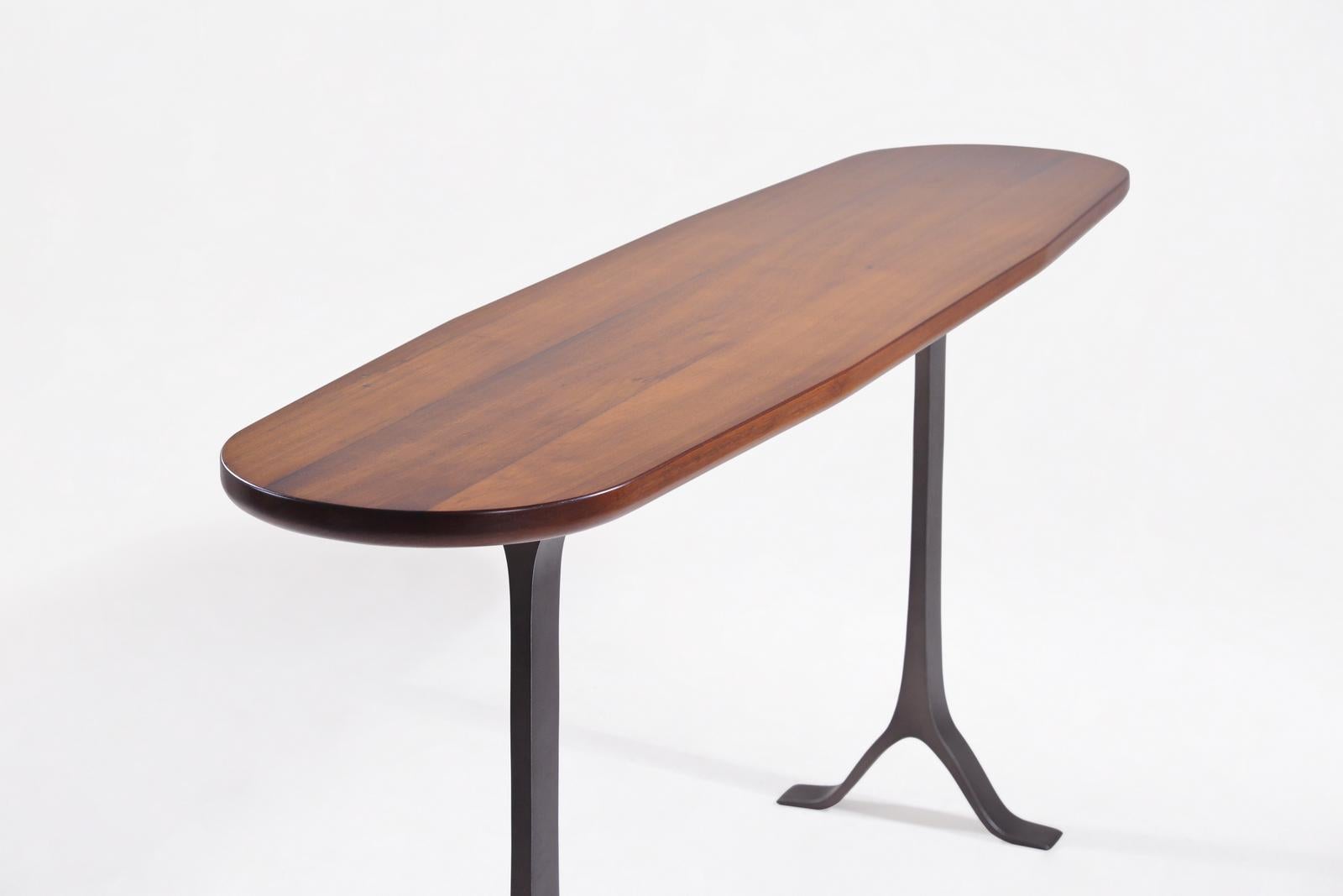 Bespoke Oval Console Reclaimed Hardwood with Aluminum Base, by P. Tendercool In New Condition For Sale In Bangkok, TH