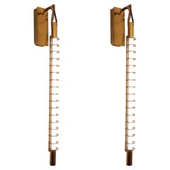 Bespoke Pair Albini 17 Wandleuchter , Messing Metall & Tube Licht italienisches Design.