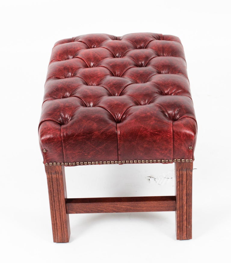 Buttoned Patterned Stool Bespoke Pair Buttoned Leather Stools Murano Port 20th C For Sale at 1stDibs