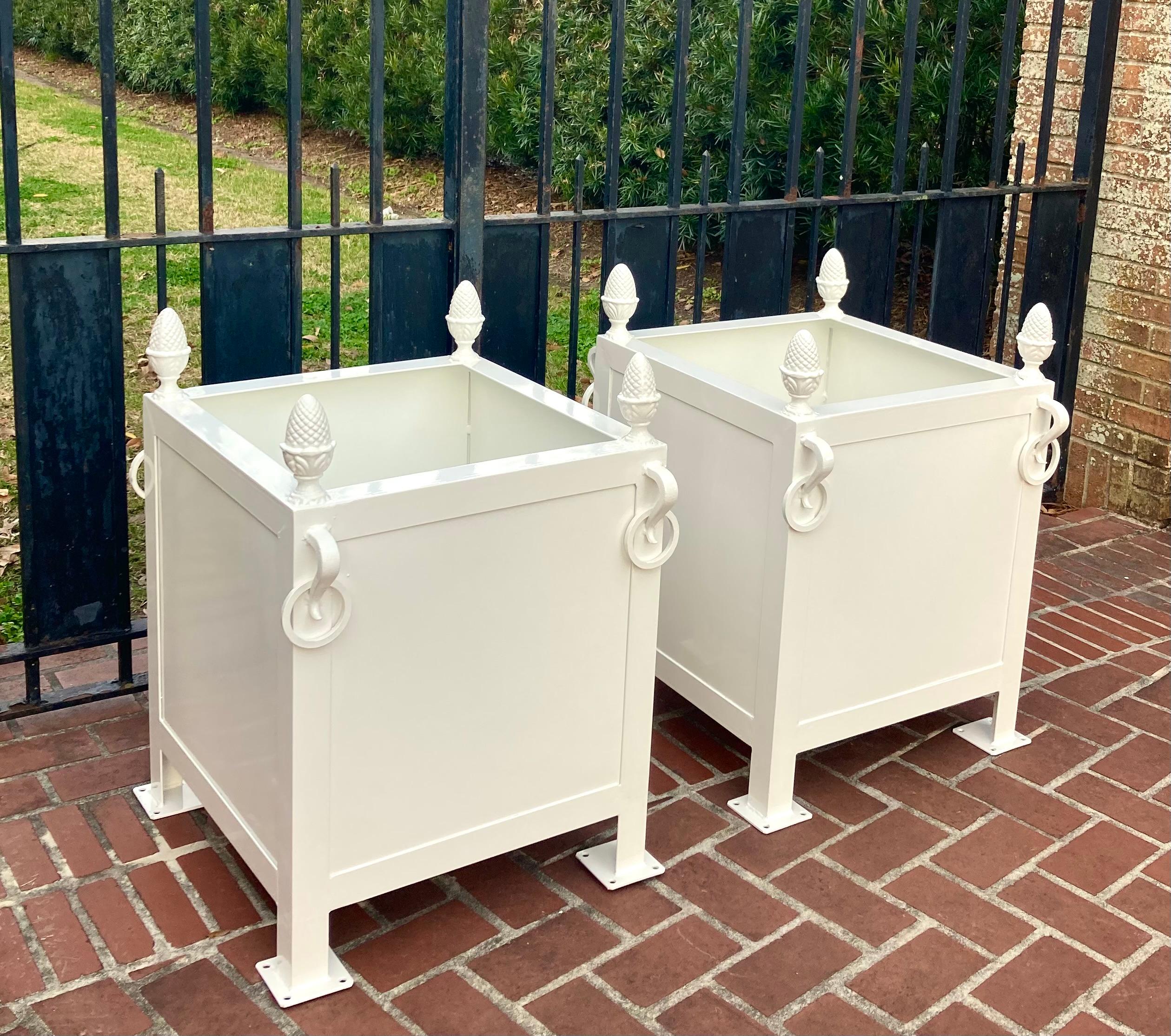 Bespoke Pair Modern French Style Steel and Cast Iron Orangerie Planter Boxes For Sale 3