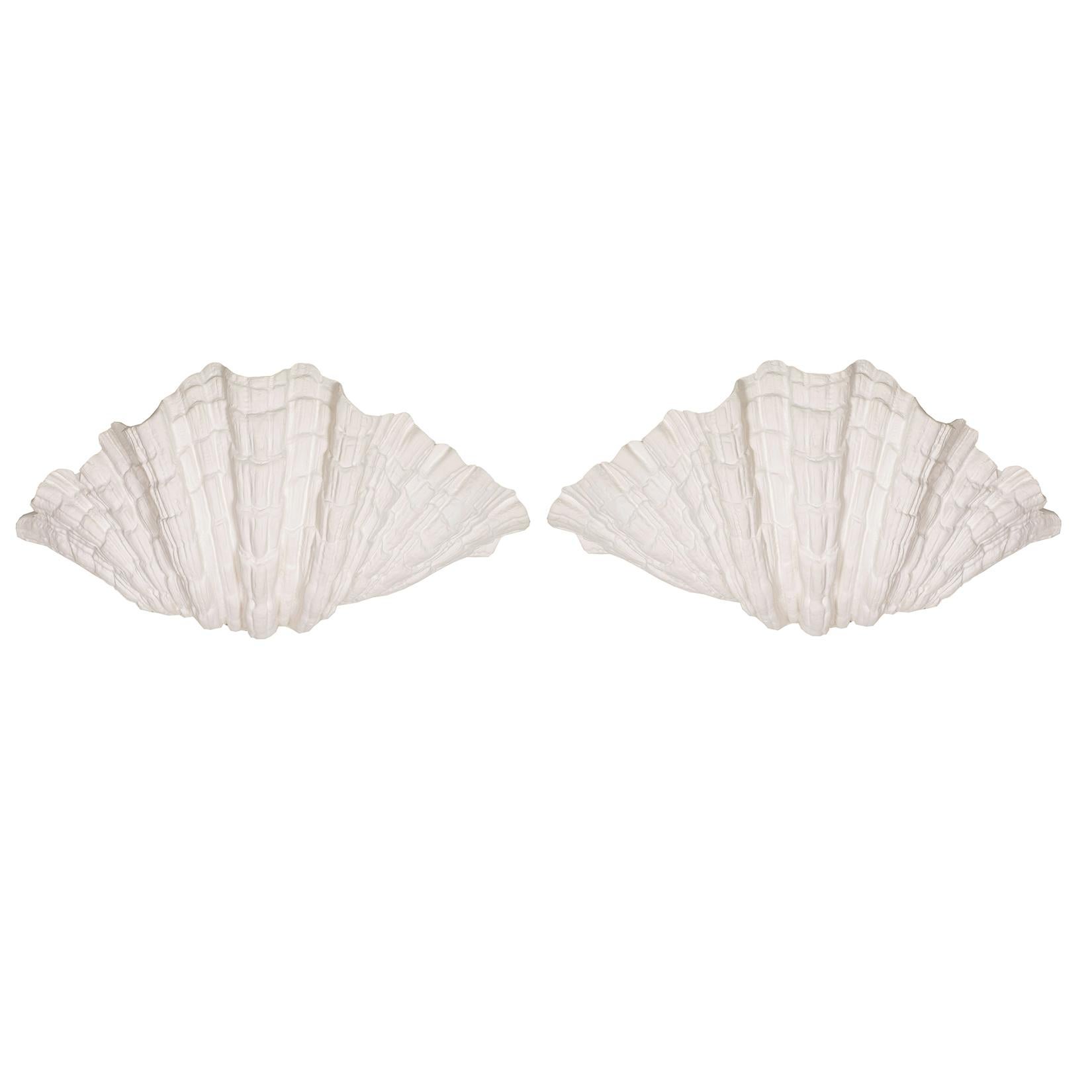 Bespoke Pair of Coquillage Plaster Sconces For Sale 2