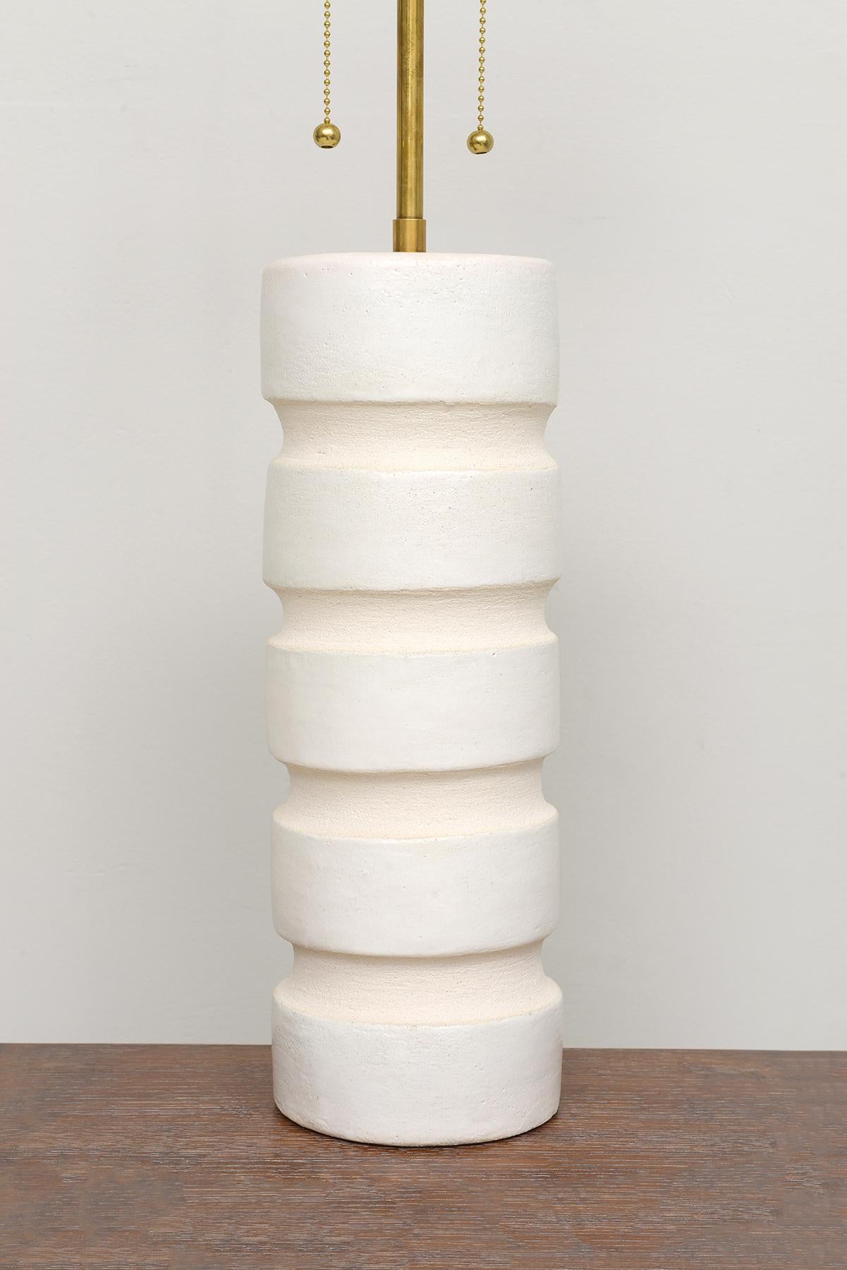 Modern Bespoke Pair of French Cylindrical Ceramic Lamps For Sale