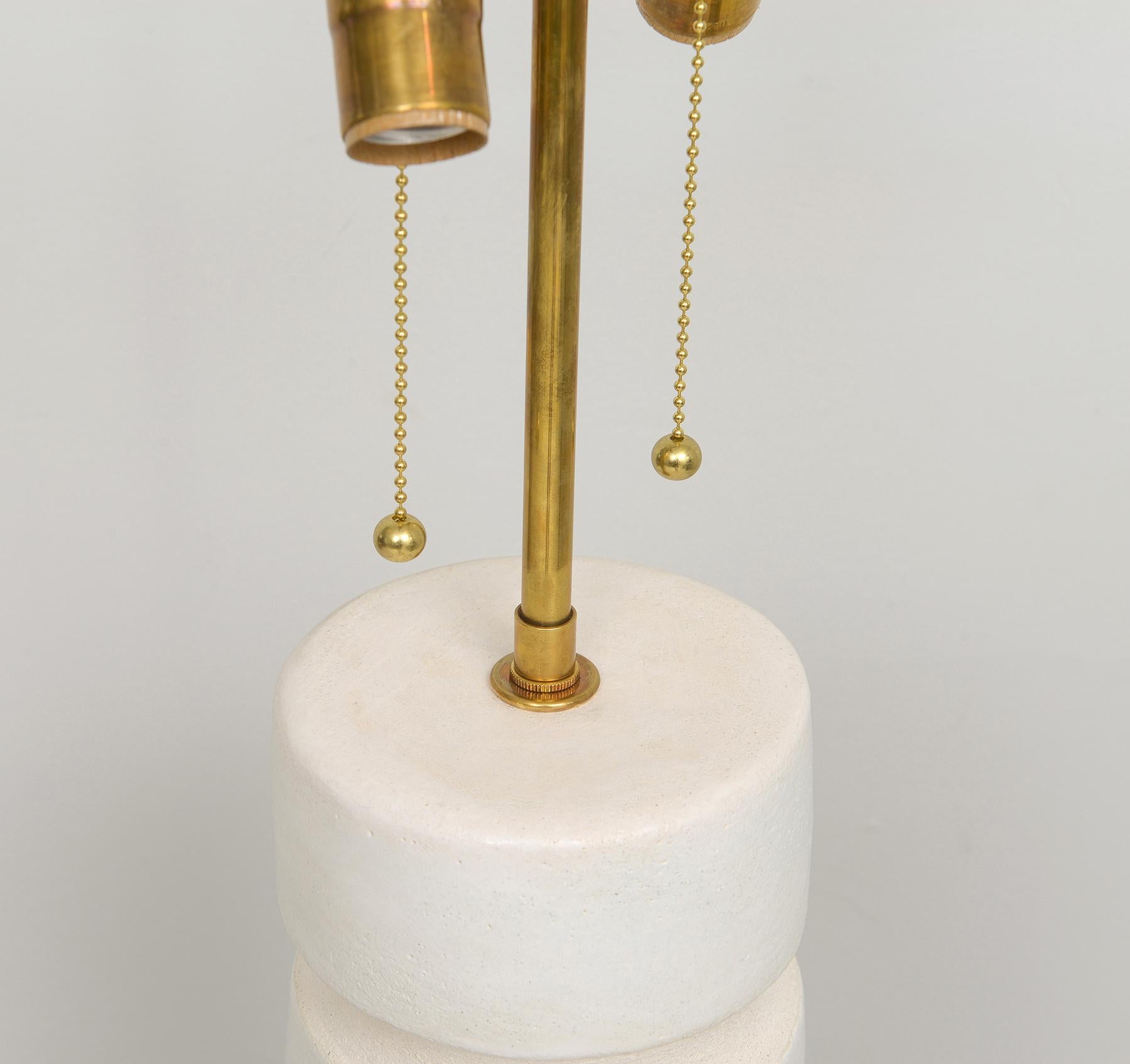 Bespoke Pair of French Cylindrical Ceramic Lamps In New Condition For Sale In New York, NY