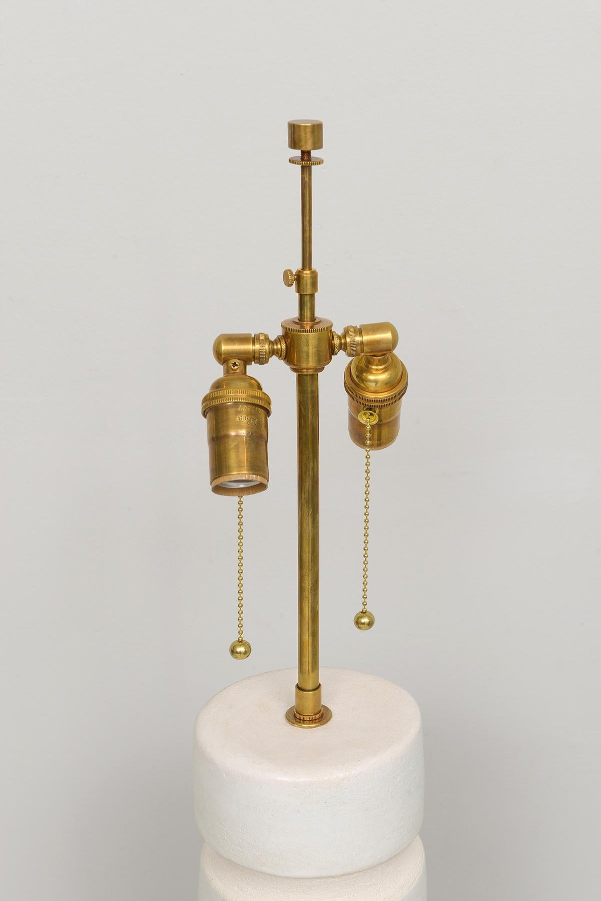 Bespoke Pair of French Cylindrical Ceramic Lamps For Sale 2
