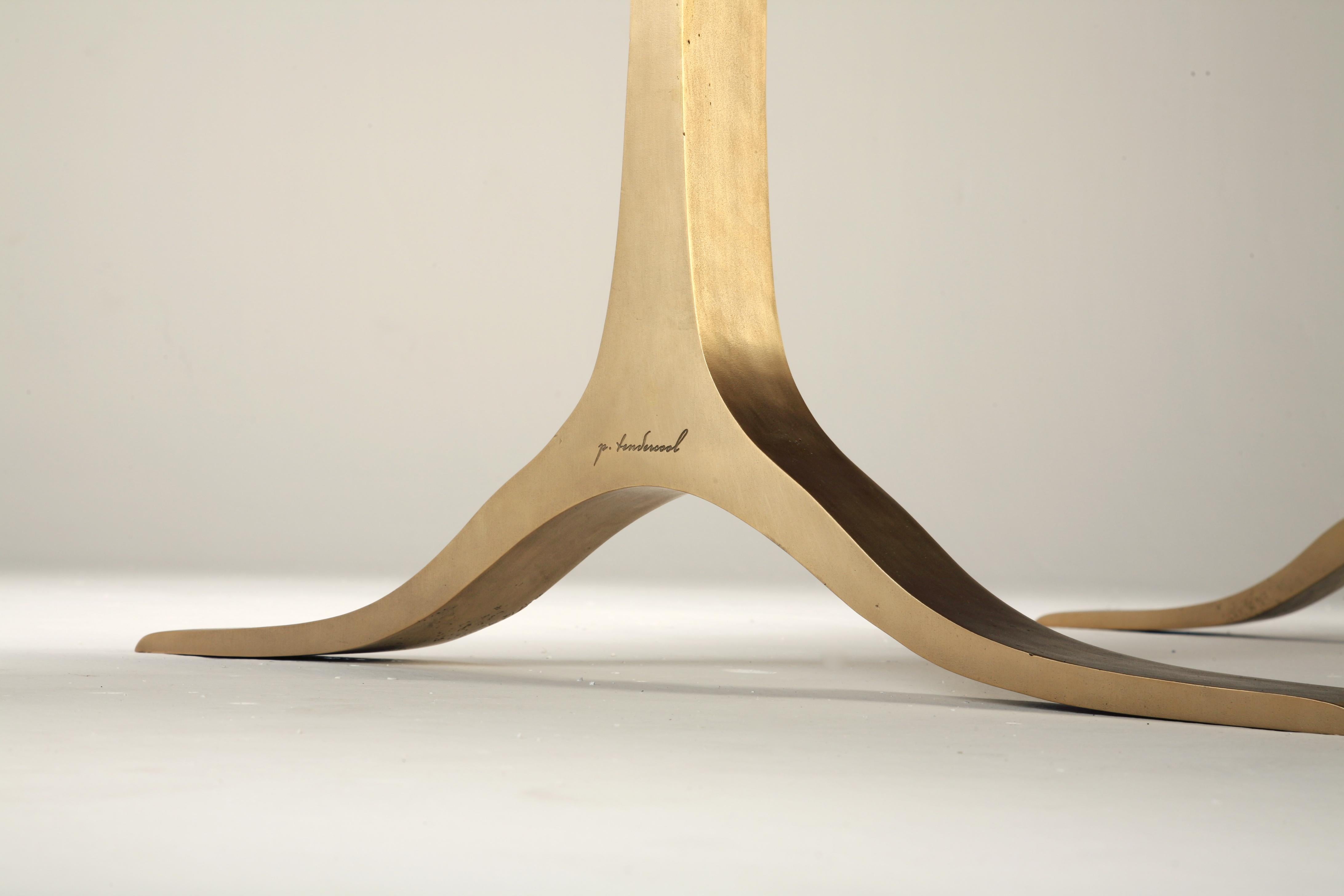 Minimalist Bespoke, Pair of Sand-Cast Brass Polished Bases by P. Tendercool For Sale