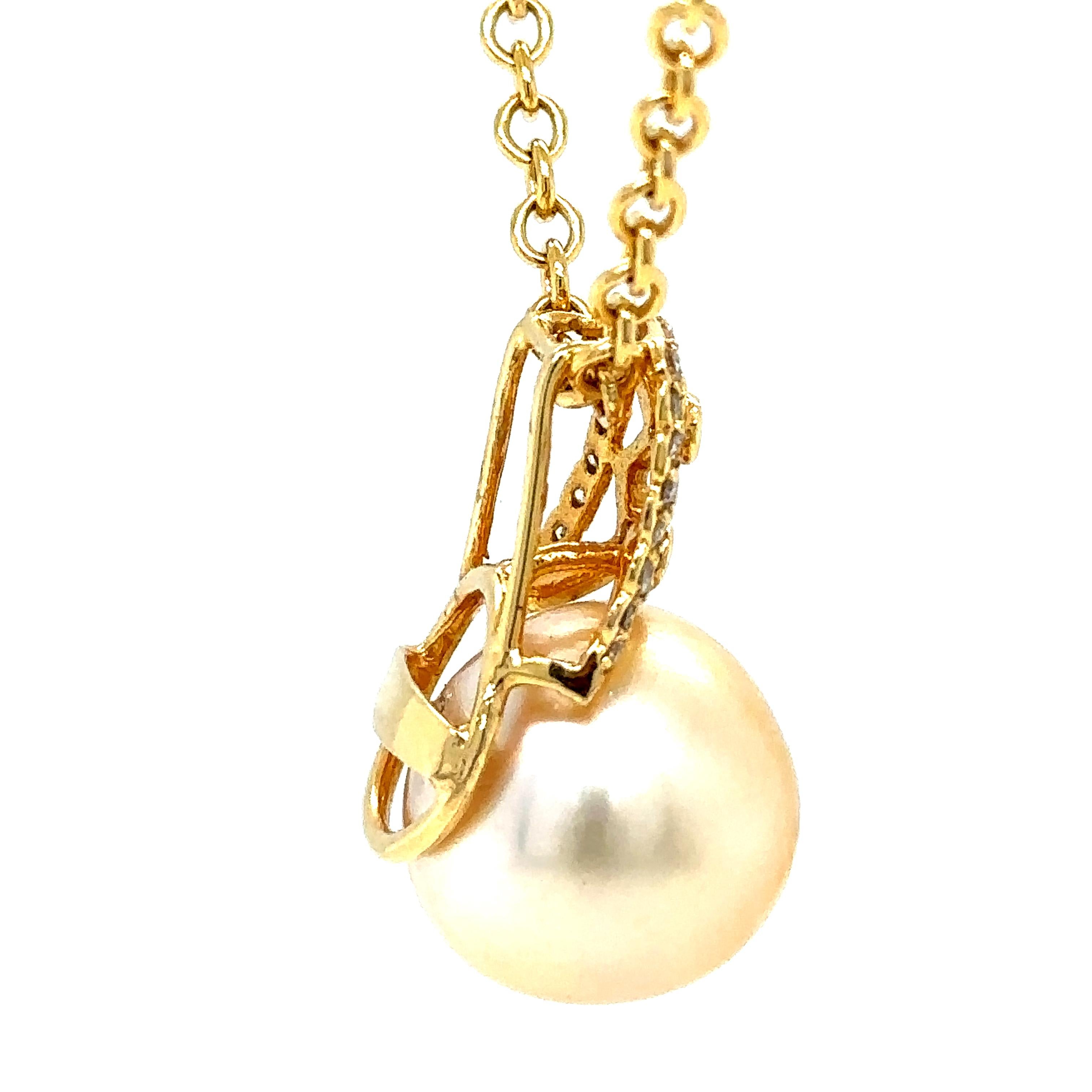 Women's Bespoke Pearl & Diamond Pendant and Chain 0.24ct