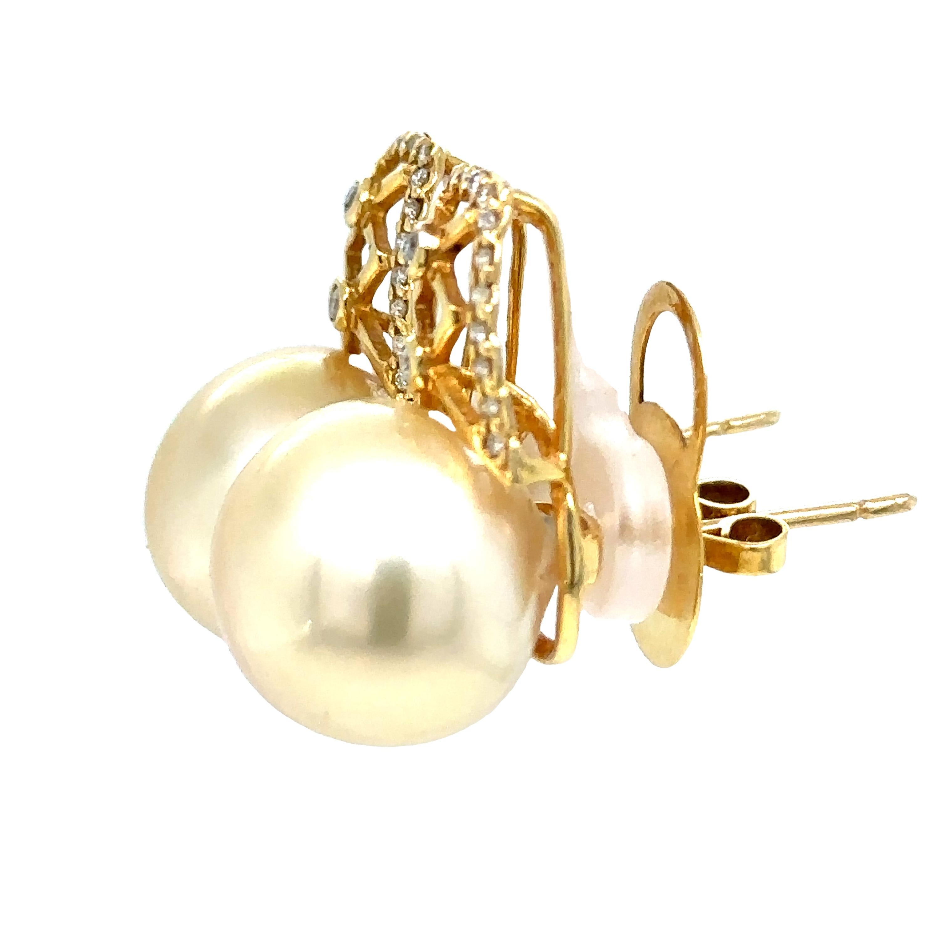Women's Bespoke Pearl & Diamond Stud Earrings 0.24ct