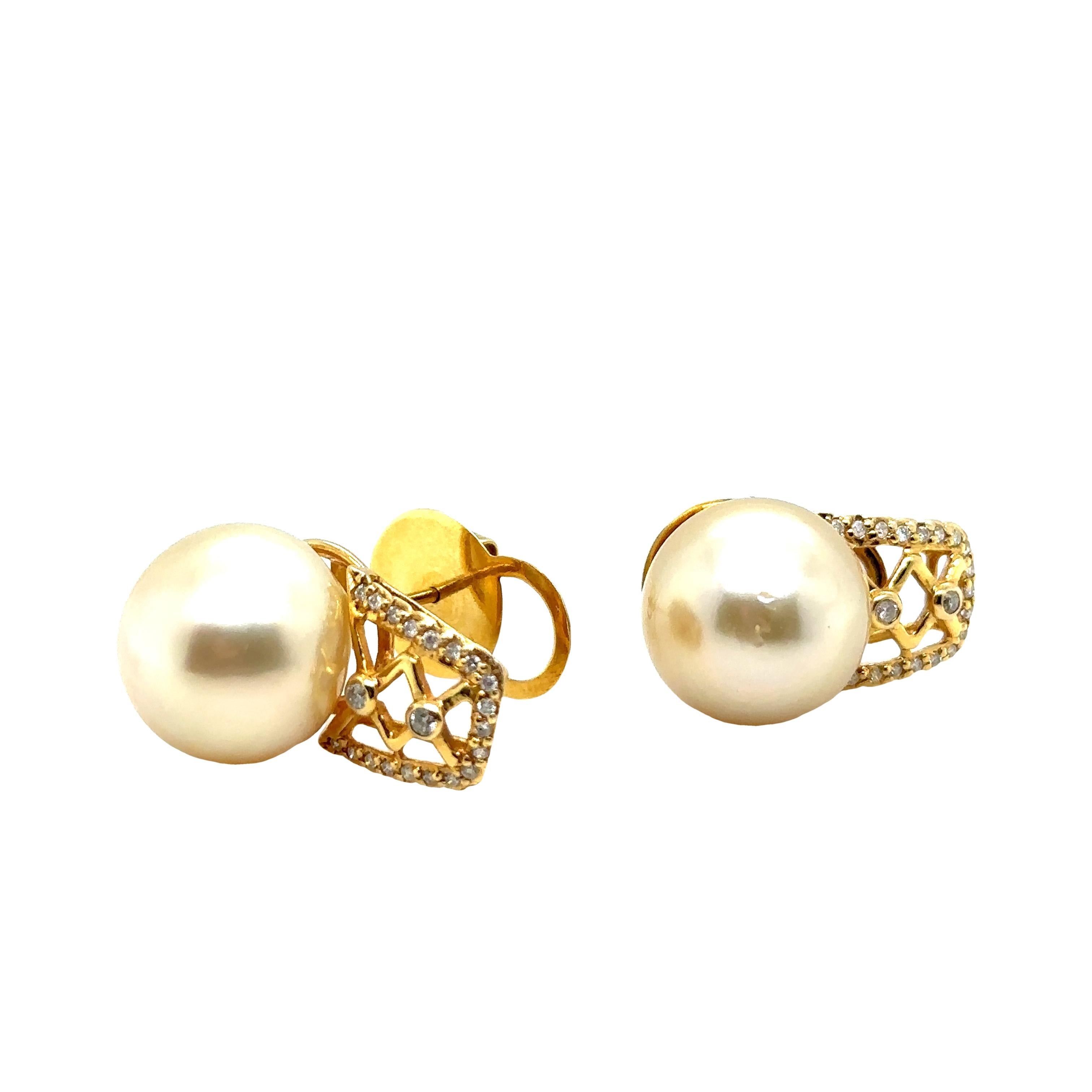 Bespoke Pearl & Diamond Stud Earrings 0.24ct 1