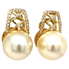 Used Bespoke Pearl & Diamond Stud Earrings 0.24ct